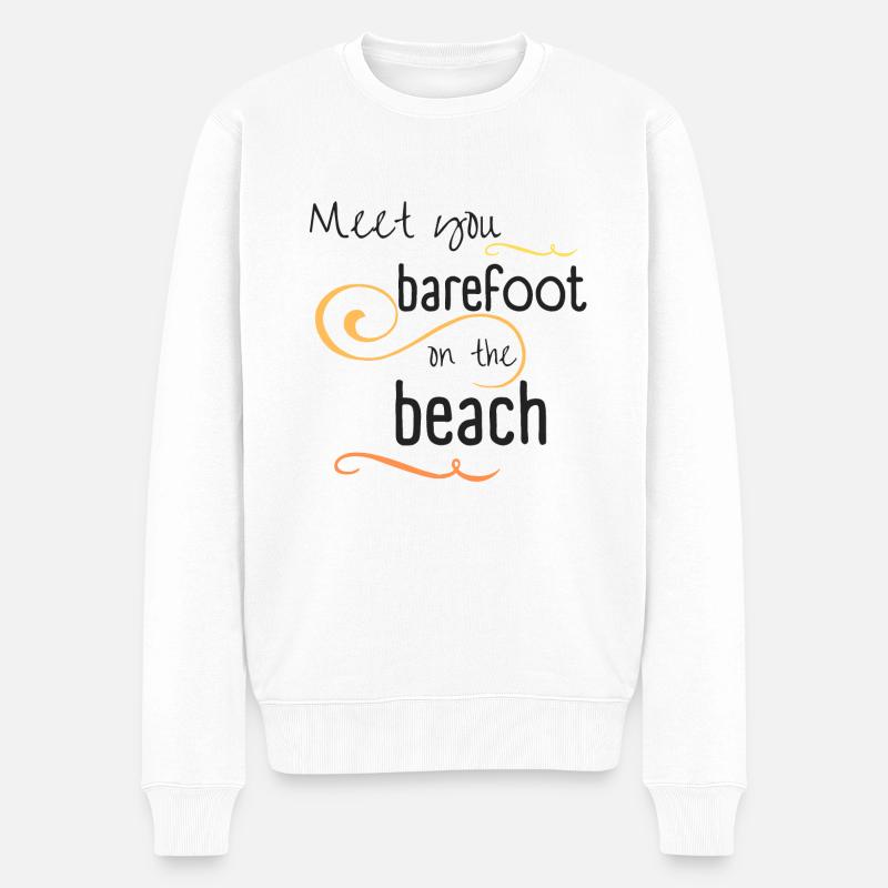 Barefoot on the beach - Männer Premium Bio Pullover - Weiß