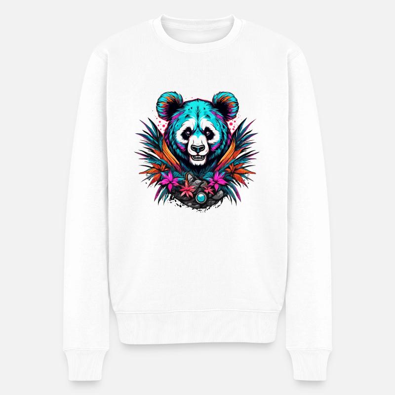 Tattoo / Tier / Kunst / cool / Comic / Panda - Männer Premium Bio Pullover - Weiß