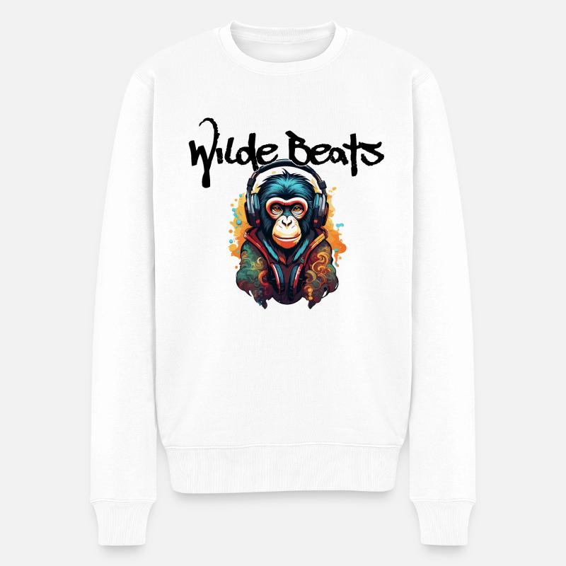 Kopfhörer / Audio / Musik / Klang / cool - Männer Premium Bio Pullover - Weiß