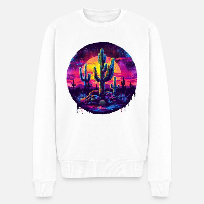 Infusion Pop Art Cactus Néon - Pull Premium bio Homme - blanc