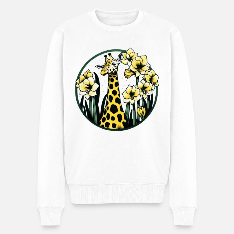 Giraffe - Männer Premium Bio Pullover - Weiß