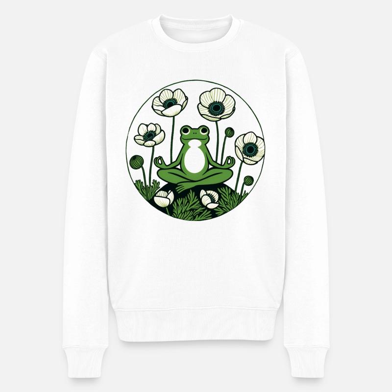Grenouille méditative - Pull Premium bio Homme - blanc
