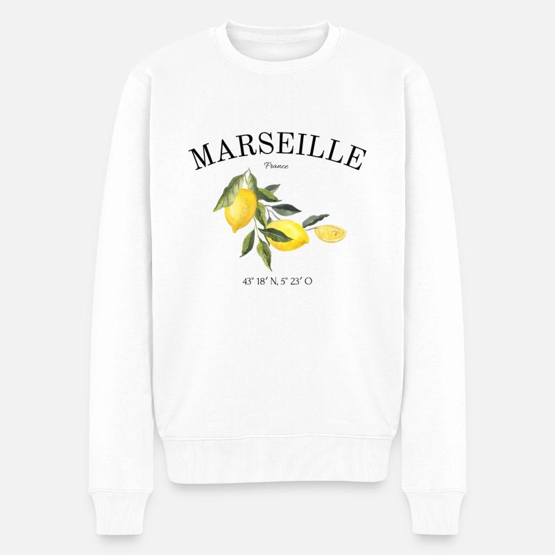 Marseille - Frankreich - St Tropez - Cote Adzur - Männer Premium Bio Pullover - Weiß