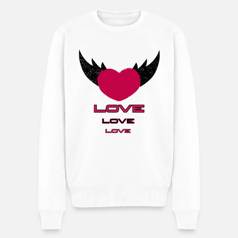 Fliegendes Herz - Männer Premium Bio Pullover - Weiß