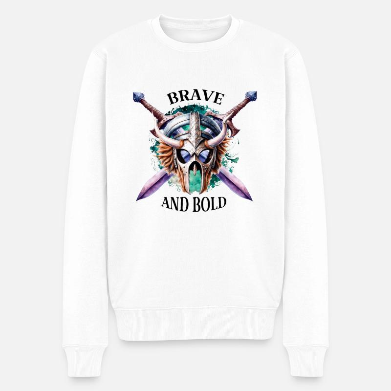 Mutig und Kühn - Männer Premium Bio Pullover - Weiß