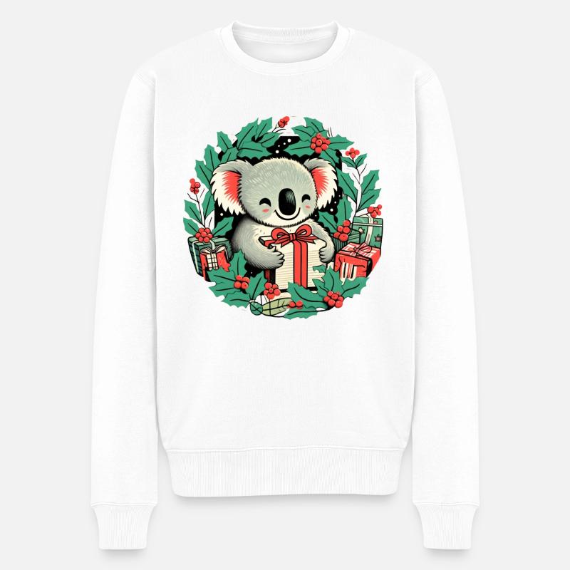 Weihnachts-Koala-Bär - Männer Premium Bio Pullover - Weiß