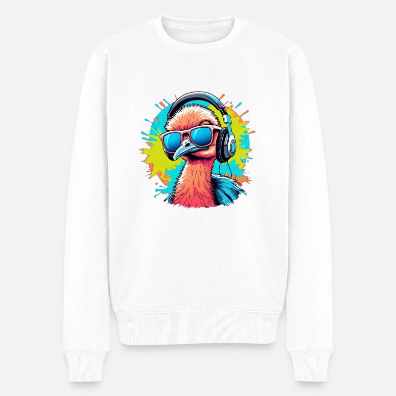 Party Bird Autruche Ferme d’autruches - Pull Premium bio Homme - blanc