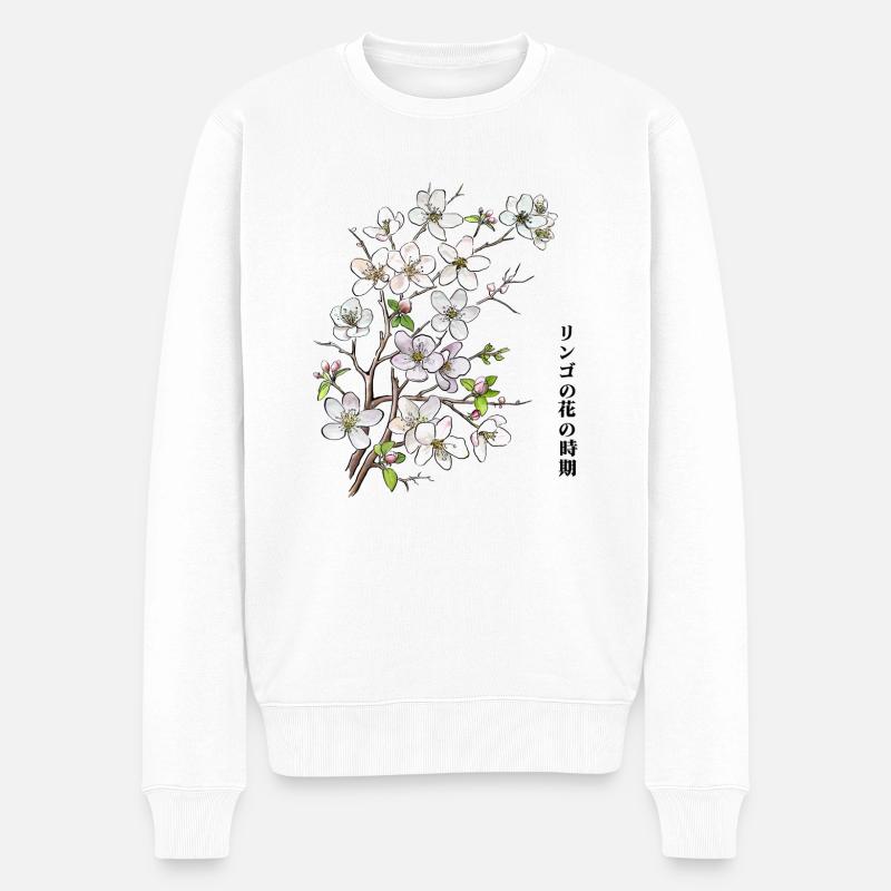 Apfelblüten - Männer Premium Bio Pullover - Weiß