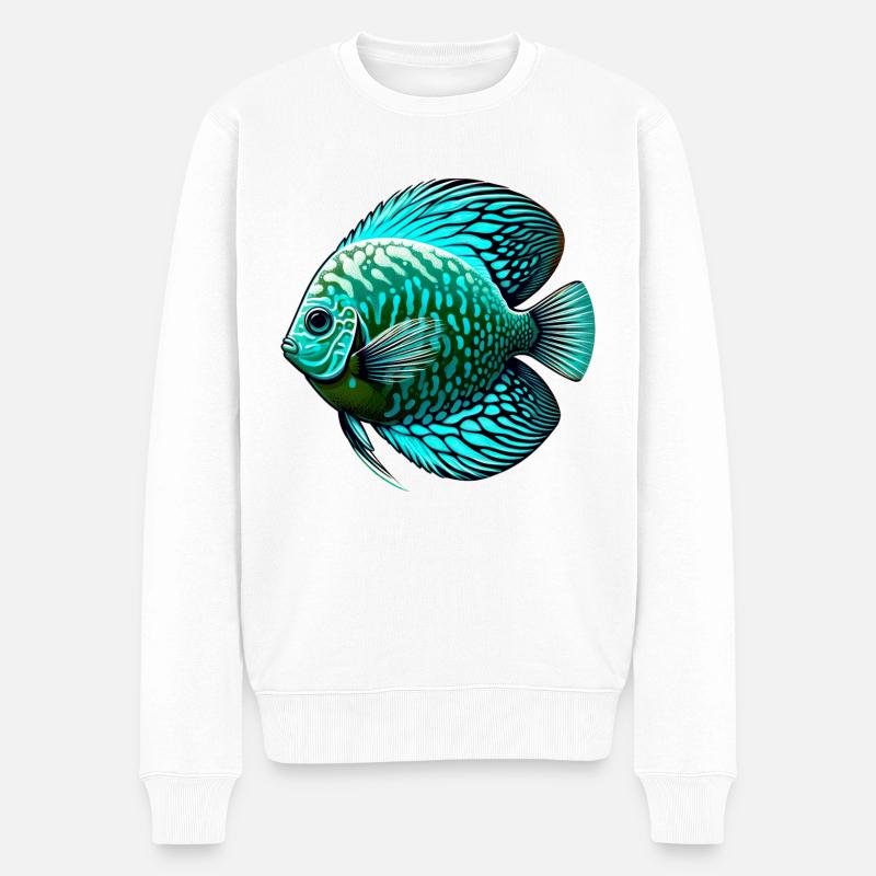 Discus Cichlidé Bleu - Pull Premium bio Homme - blanc