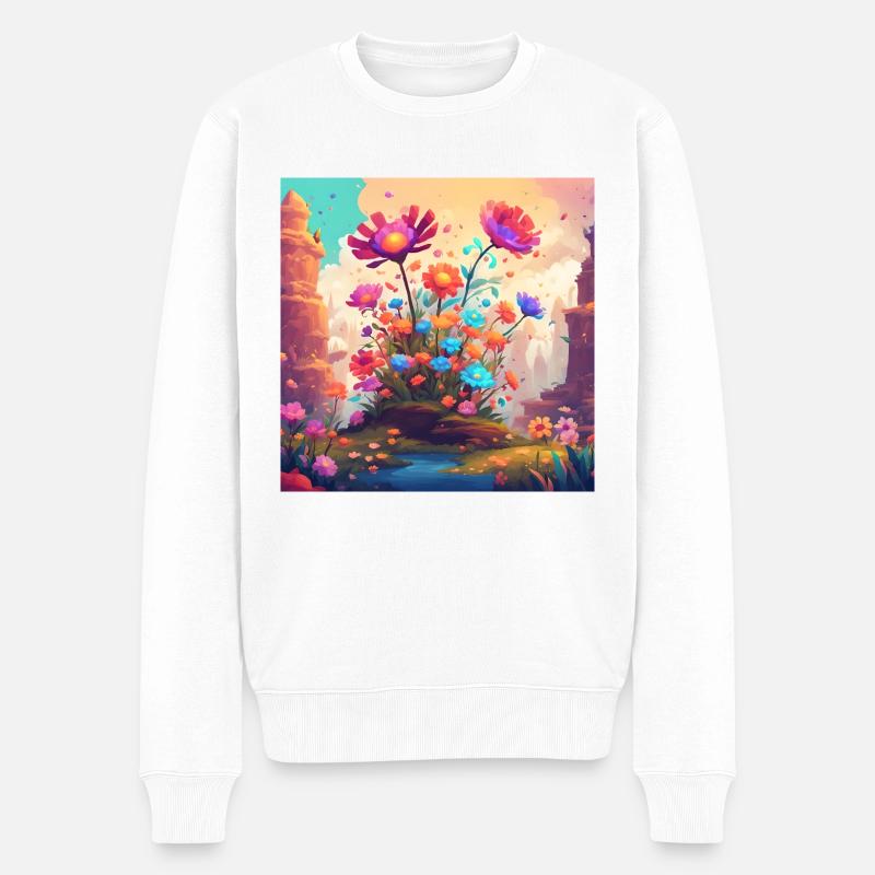 Flowers 3 - Männer Premium Bio Pullover - Weiß