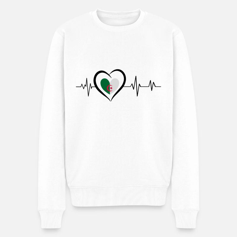 battement de cœur Algérie - Pull Premium bio Homme - blanc