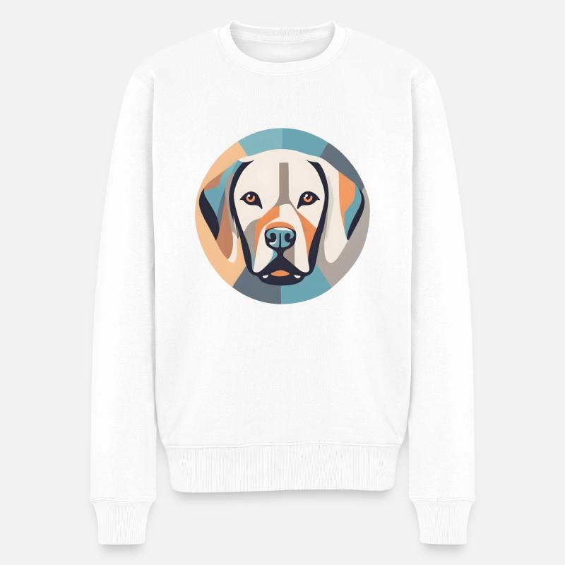 Geometrischer Labrador - Männer Premium Bio Pullover - Weiß