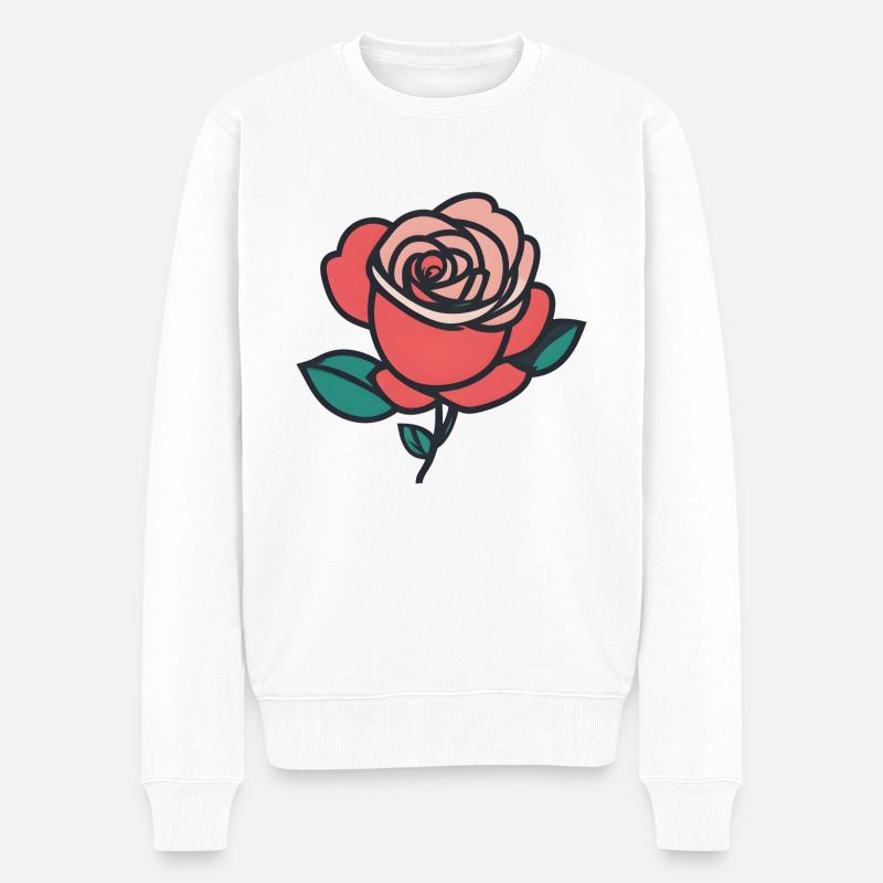 Blühende Schönheit: Rosen-Illustration - Männer Premium Bio Pullover - Weiß