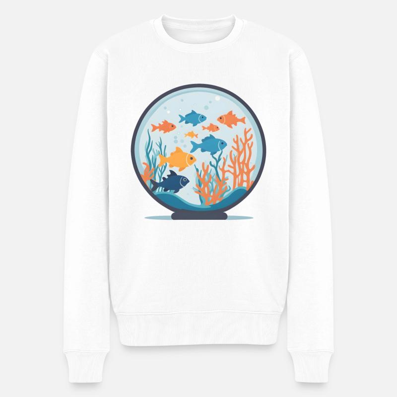 Aqua Harmony - Männer Premium Bio Pullover - Weiß