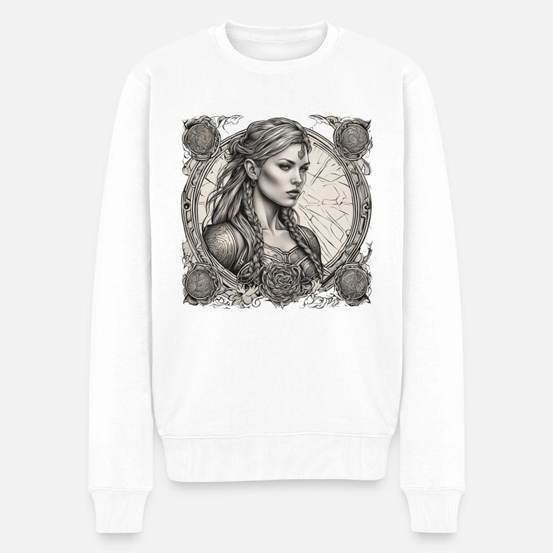 Viking Woman - Männer Premium Bio Pullover - Weiß