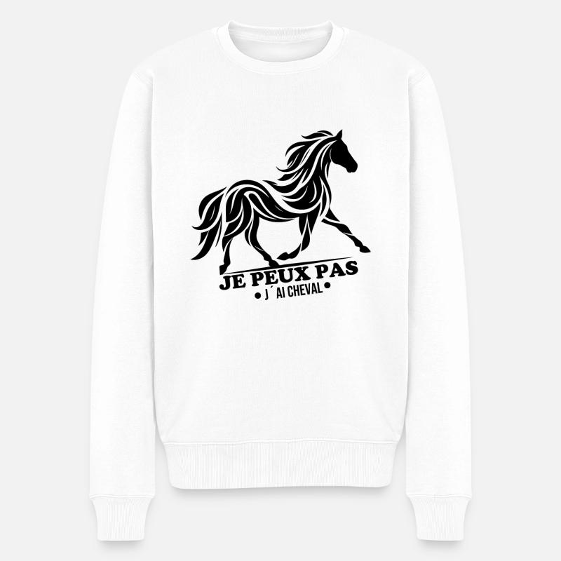 JE PEUX PAS J´AI CHEVAL - Pull Premium bio Homme - blanc