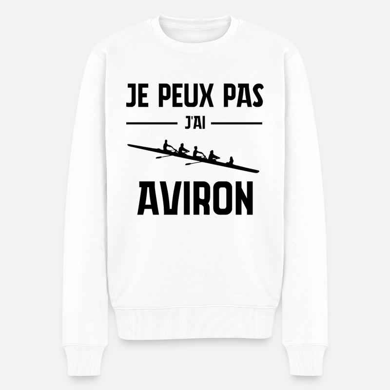 Ich kann nicht Ich Rudern Geschenk Geburtstag Humor - Männer Premium Bio Pullover - Weiß