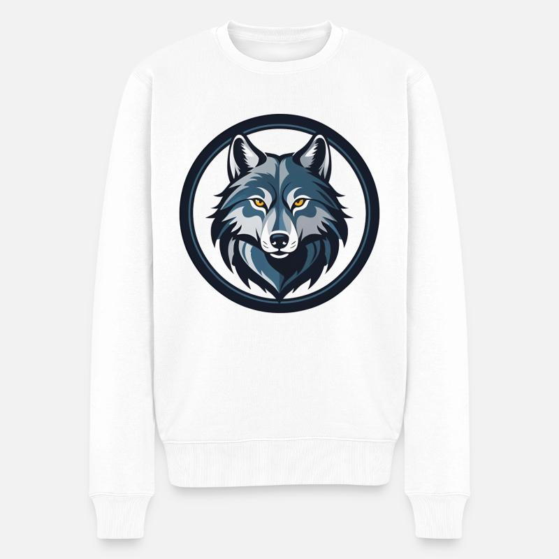 Wolf - Männer Premium Bio Pullover - Weiß