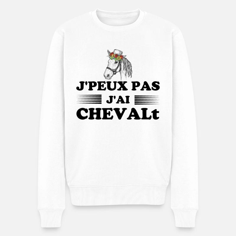 I can't I have Horse f - Männer Premium Bio Pullover - Weiß