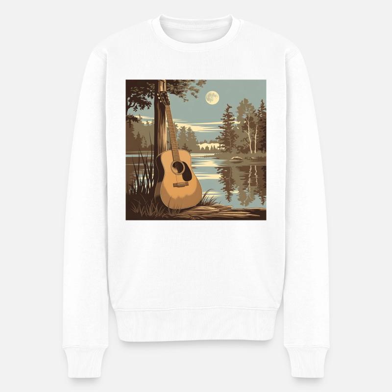 Nature Akustikgitarre Gitarrist - Männer Premium Bio Pullover - Weiß