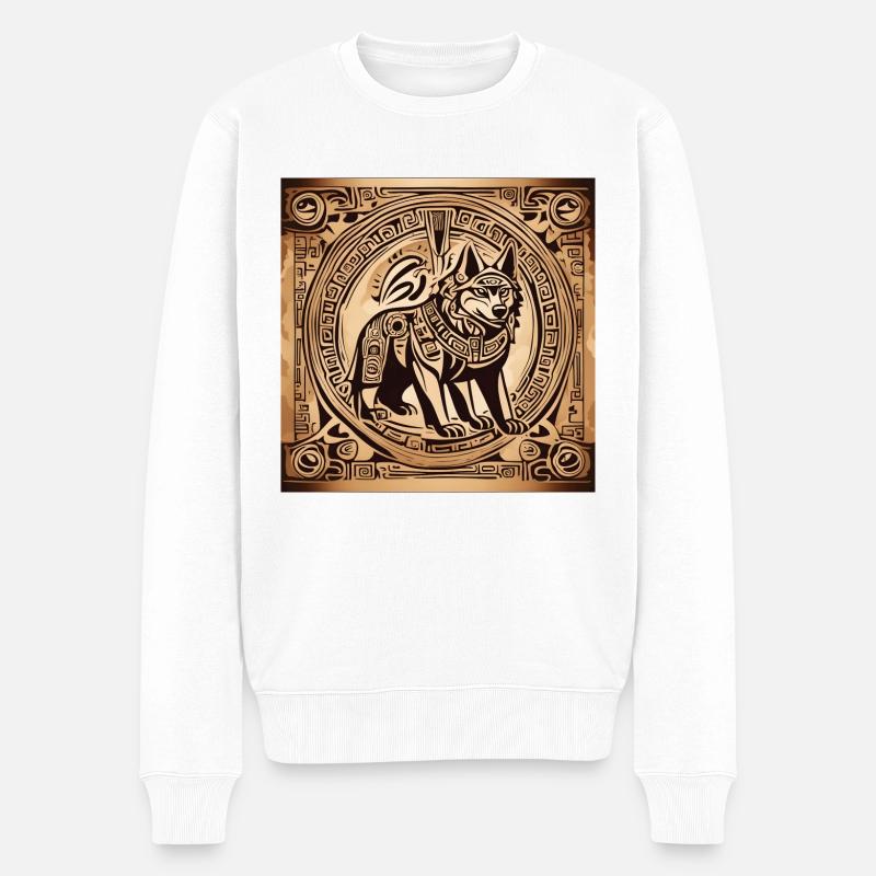 Maya Wolf - Männer Premium Bio Pullover - Weiß