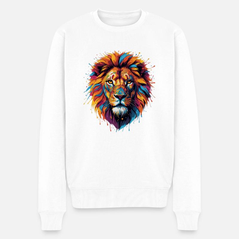 Lebendige Löwenkraft - Männer Premium Bio Pullover - Weiß