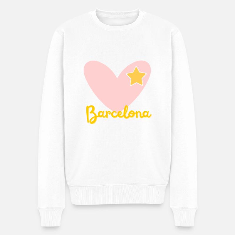 Barcelona - Reise - Souvenir - Spanien - Urlaub - Männer Premium Bio Pullover - Weiß