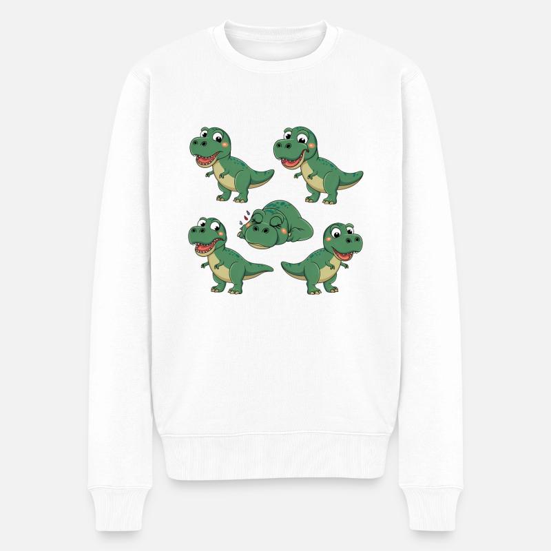 T-Rex Dinosaurier Kinder T-Shirt - Männer Premium Bio Pullover - Weiß