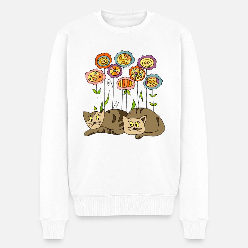 Katzen - Männer Premium Bio Pullover - Weiß