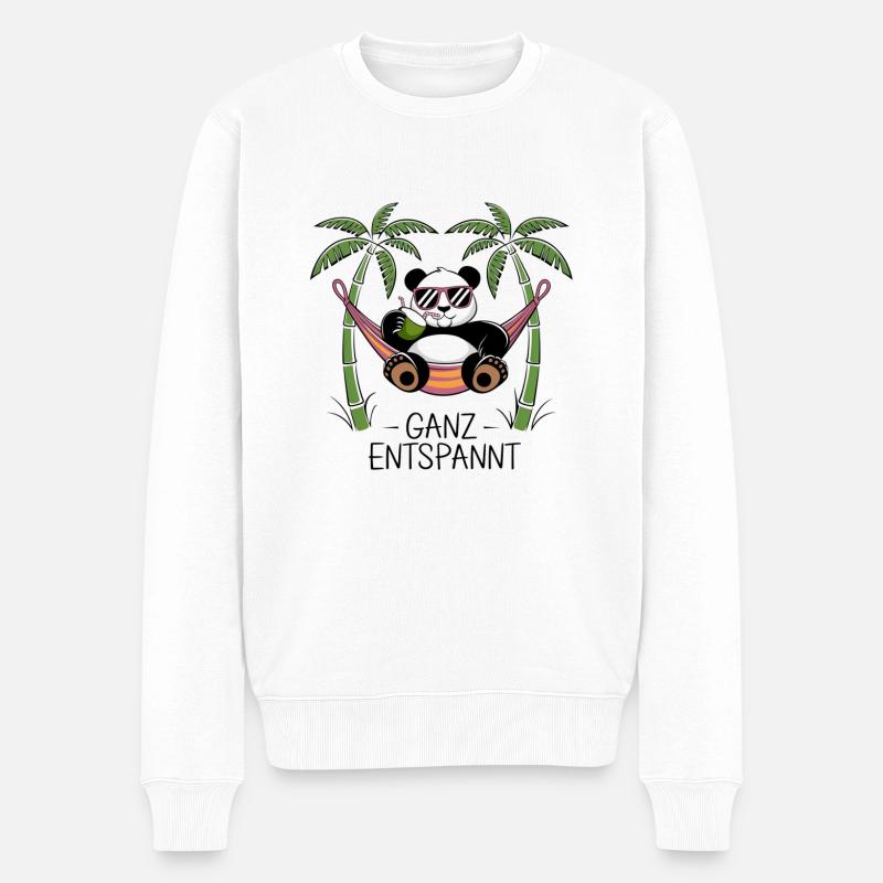 Panda - Ganz enspannt - Männer Premium Bio Pullover - Weiß