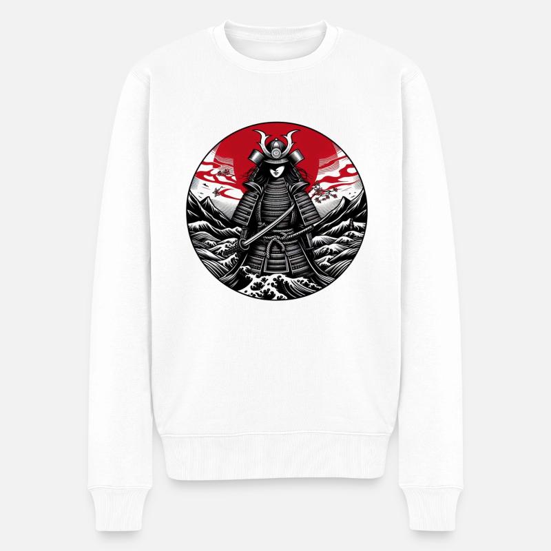 Guerrier Samouraï rouge blanc - Pull Premium bio Homme - blanc