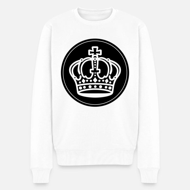 Krone Symbol Kreis - Männer Premium Bio Pullover - Weiß