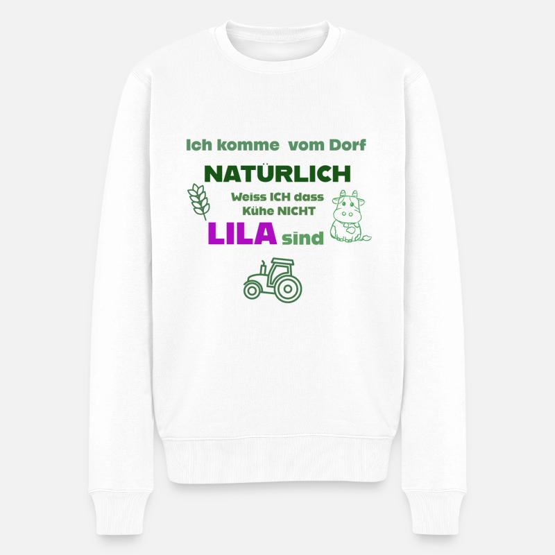 Ich bin ein Dorfkind - Männer Premium Bio Pullover - Weiß