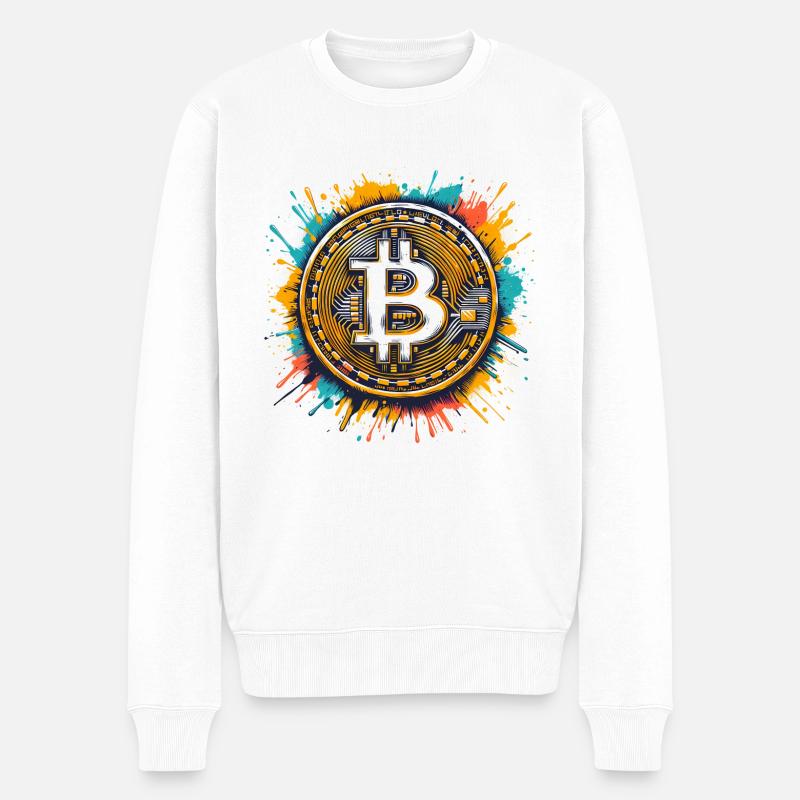 Bitcoin - Crypto Monnaie - Crypto - Pull Premium bio Homme - blanc