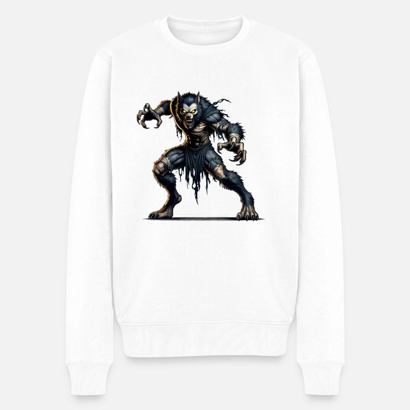 Werwolf - Männer Premium Bio Pullover - Weiß