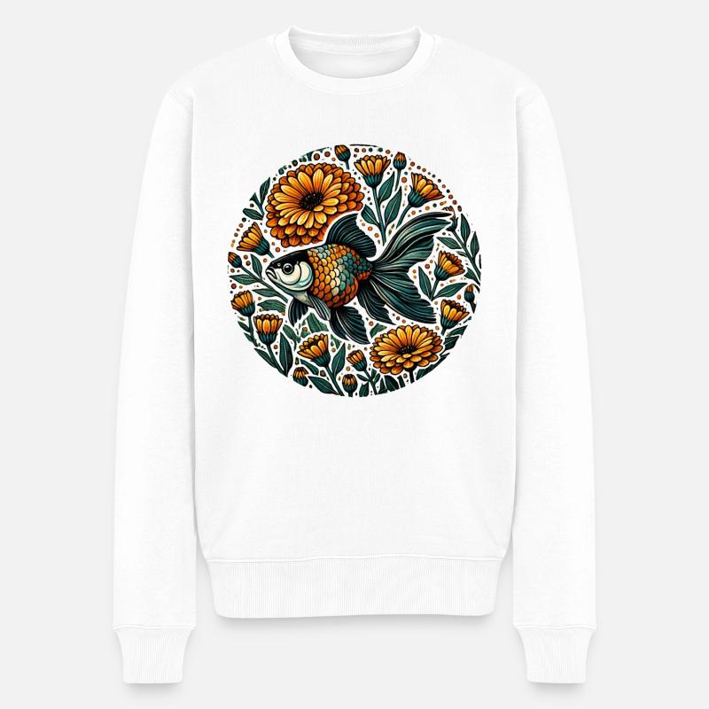 Poisson rouge Oranda - Pull Premium bio Homme - blanc