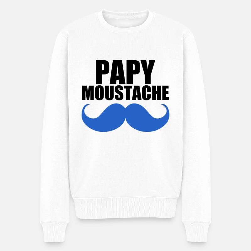 Opa Schnurrbart - Männer Premium Bio Pullover - Weiß