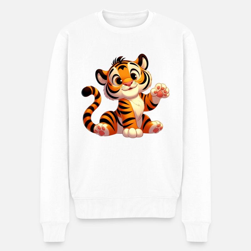 Tiger 6 - Männer Premium Bio Pullover - Weiß