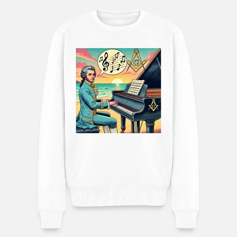 Mozart war Freimaurer - Männer Premium Bio Pullover - Weiß