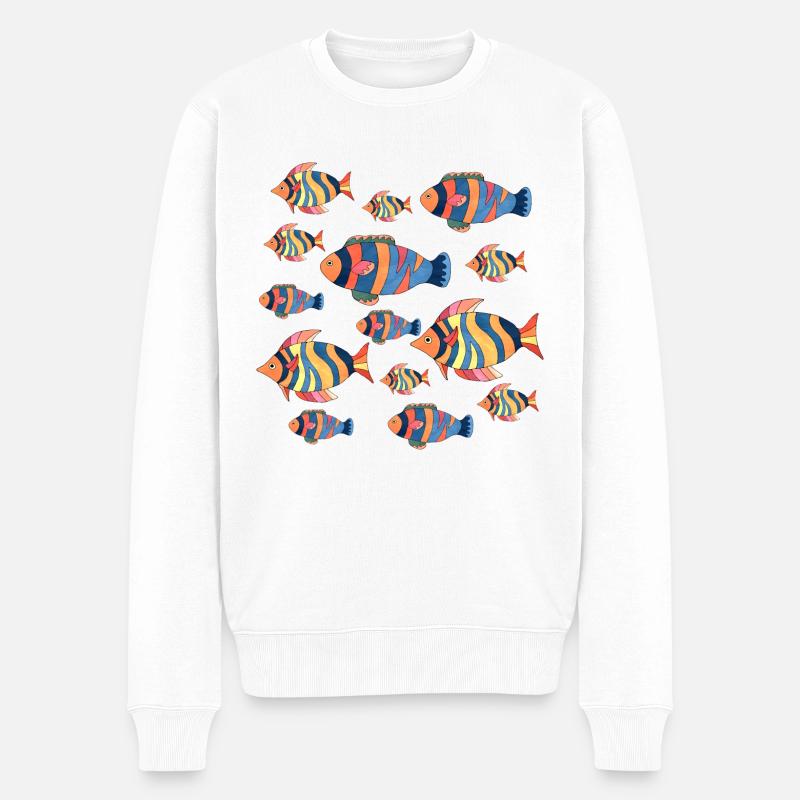 Fisch - Männer Premium Bio Pullover - Weiß