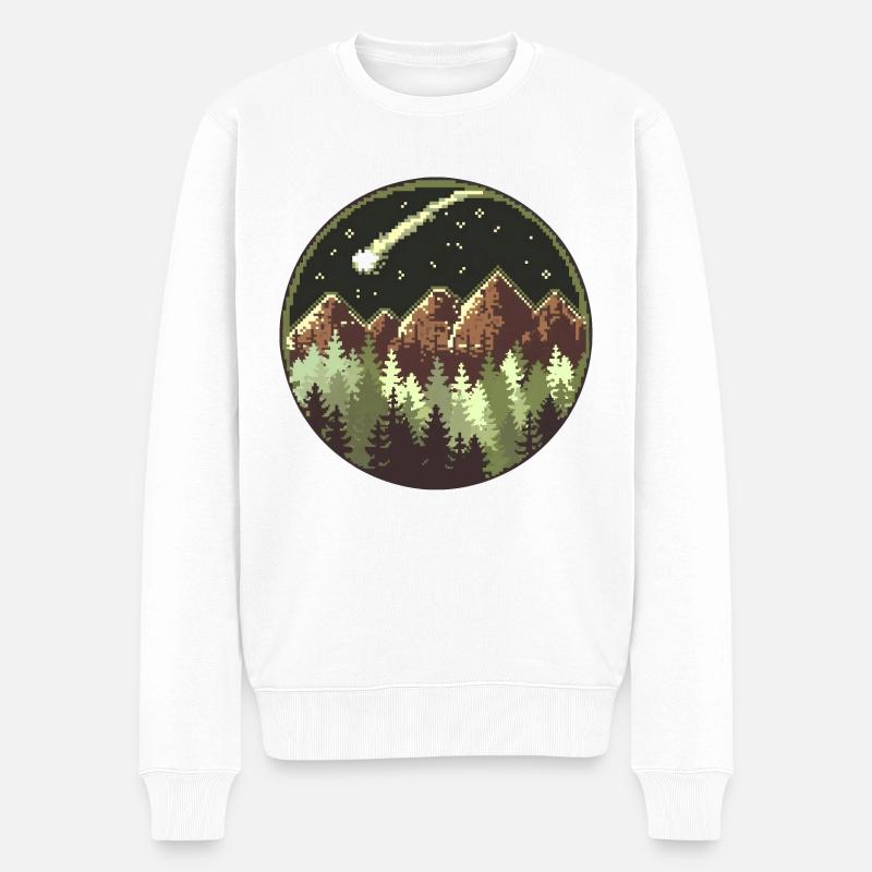 Pixel-Wald - Männer Premium Bio Pullover - Weiß