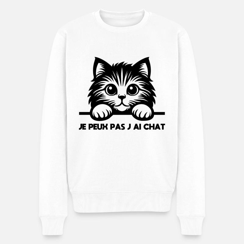 je peux pas j ai CHAT - Pull Premium bio Homme - blanc