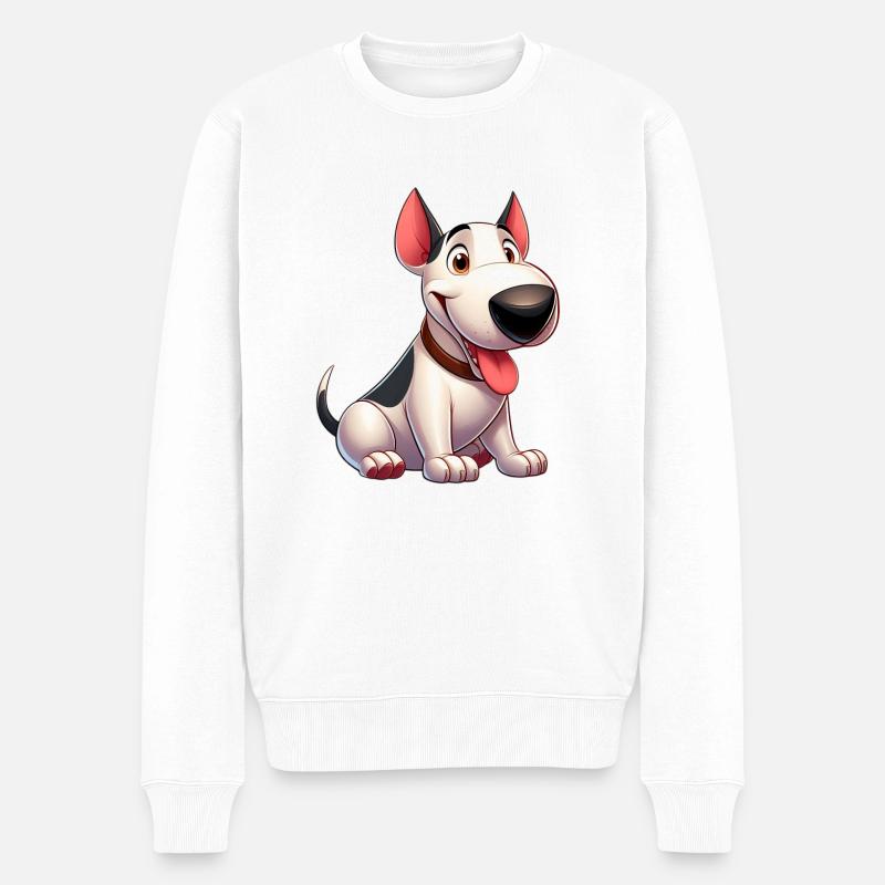 bull terrier - Pull Premium bio Homme - blanc