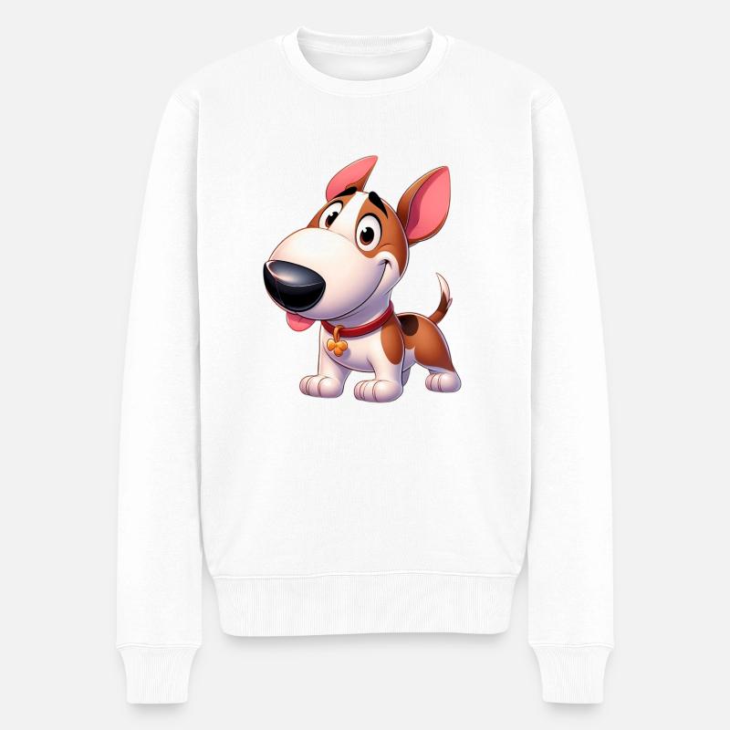 bull terrier - Pull Premium bio Homme - blanc