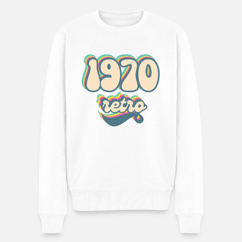 1970 retro idée cadeau - Pull Premium bio Homme - blanc