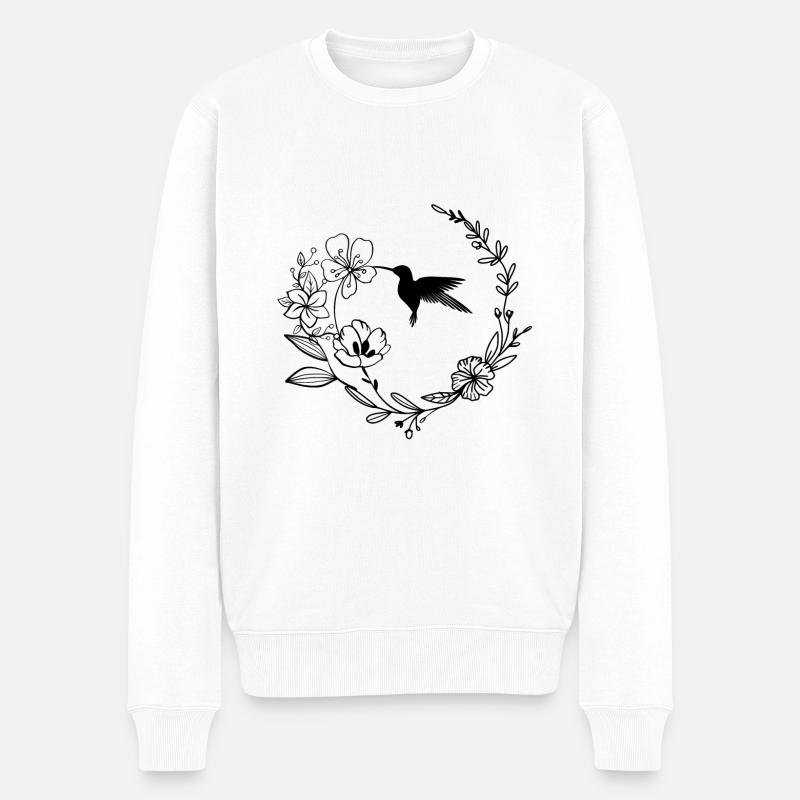 Colibri cercle fleurs sauvages - Pull Premium bio Homme - blanc