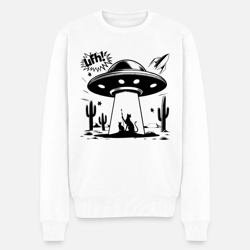 ovni chat - Pull Premium bio Homme - blanc