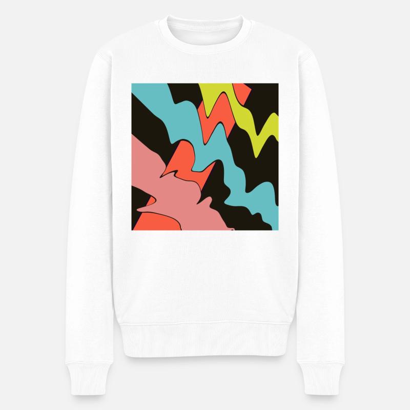 Carré orange, avec trois motifs. - Pull Premium bio Homme - blanc