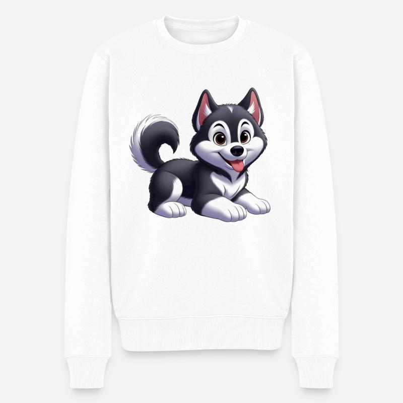 Schlittenhund - Männer Premium Bio Pullover - Weiß