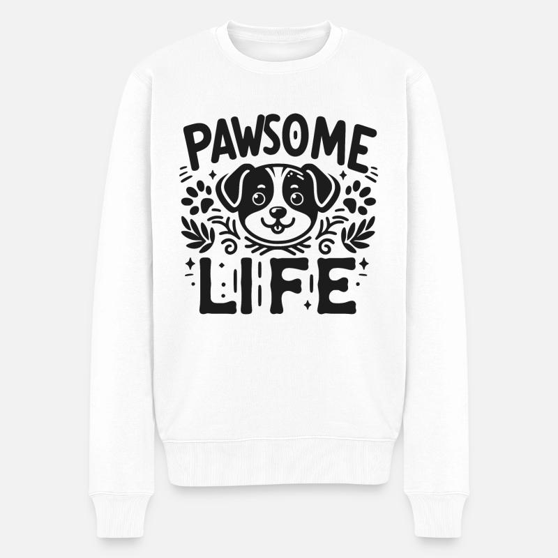 Pfotenhaftes Leben - Männer Premium Bio Pullover - Weiß